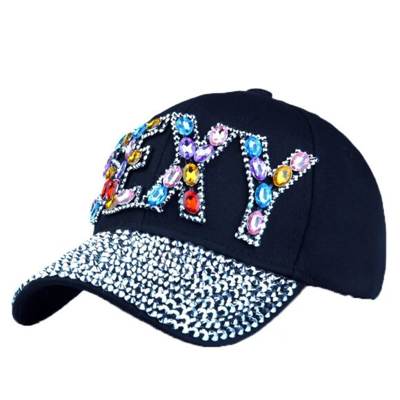 Women Adjustable Diamond Letter SEXY Outdoor Sunshade Hat Sunscreen Baseball Cap - Picture 2 of 7